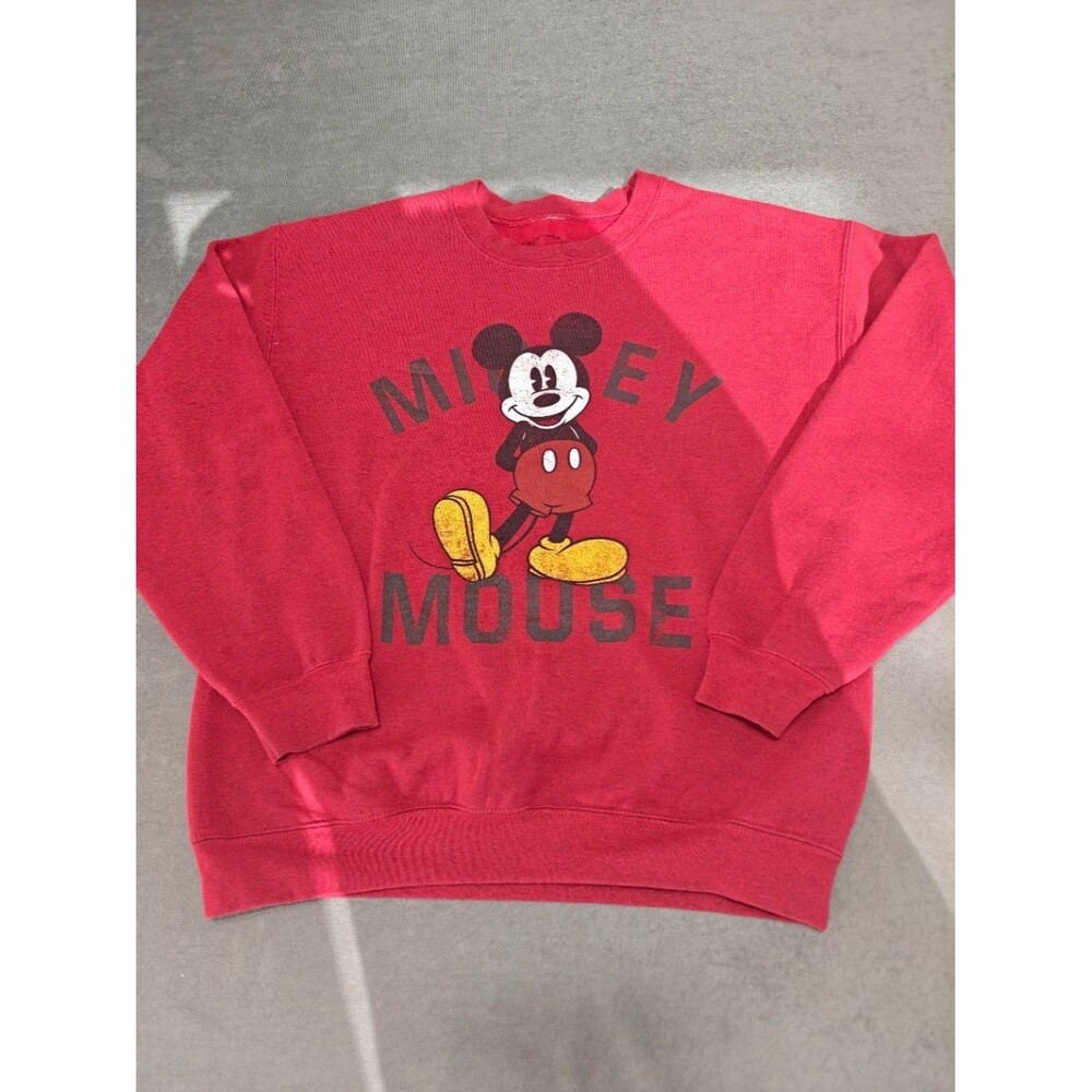 Disney Mickey Mouse Sweatshirt Adult Medium Red Crewneck Pullover Graphic Unisex